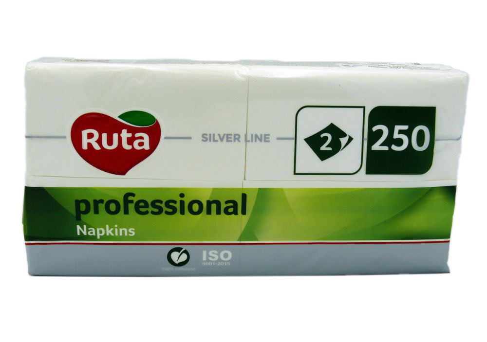 Серветки 33х33 два шари білі 1/8 складання 250 шт HORECA Ruta